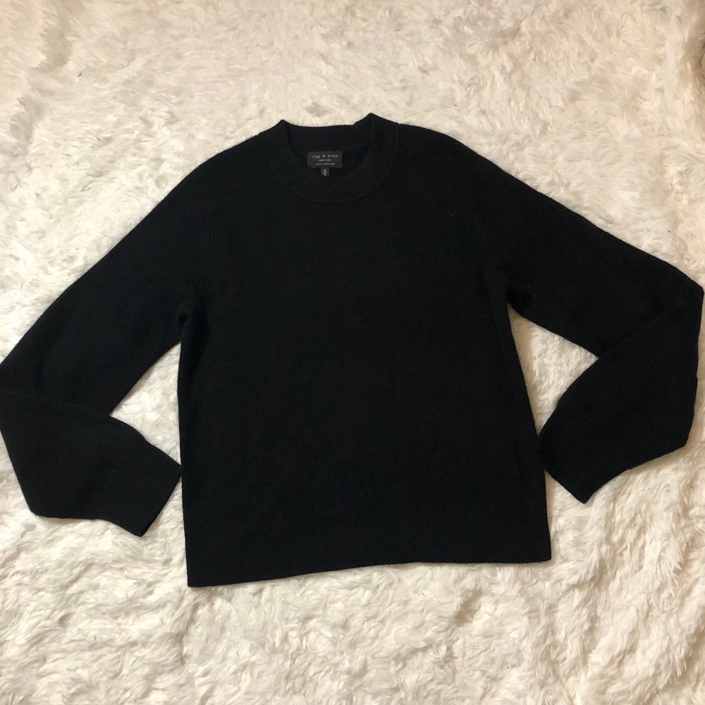 RAG & BONE  BLACK LONGSLEEVED TOP 100% cashmere M